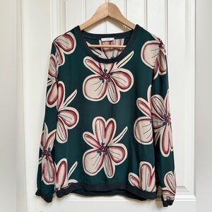 Modcloth Le Lis Green/Cream/Pink Floral Blouse. Size M